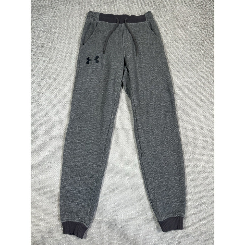 Under Armour Pants Mens Small Loose Gray Herringbone Joggers Sweatpants Fleece